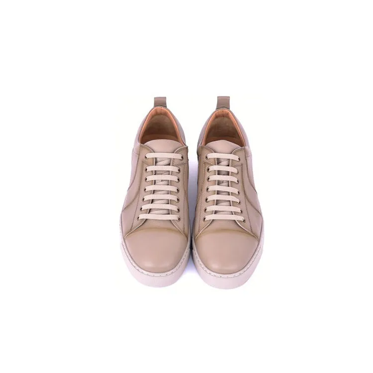 Corrente C0013019-7233 Men's Shoes Taupe Calf-Skin Leather Casual Sneakers (CRT1505)