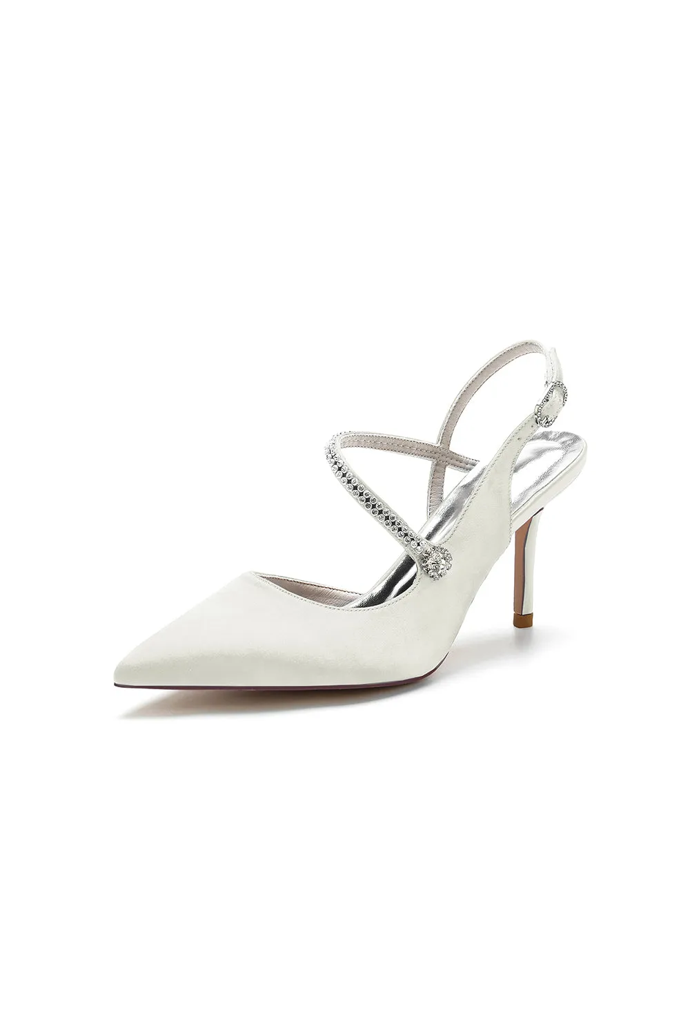 Crystal Strap Pointed Toe Stiletto Heel Shoes