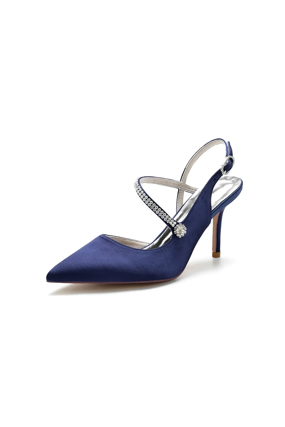 Crystal Strap Pointed Toe Stiletto Heel Shoes