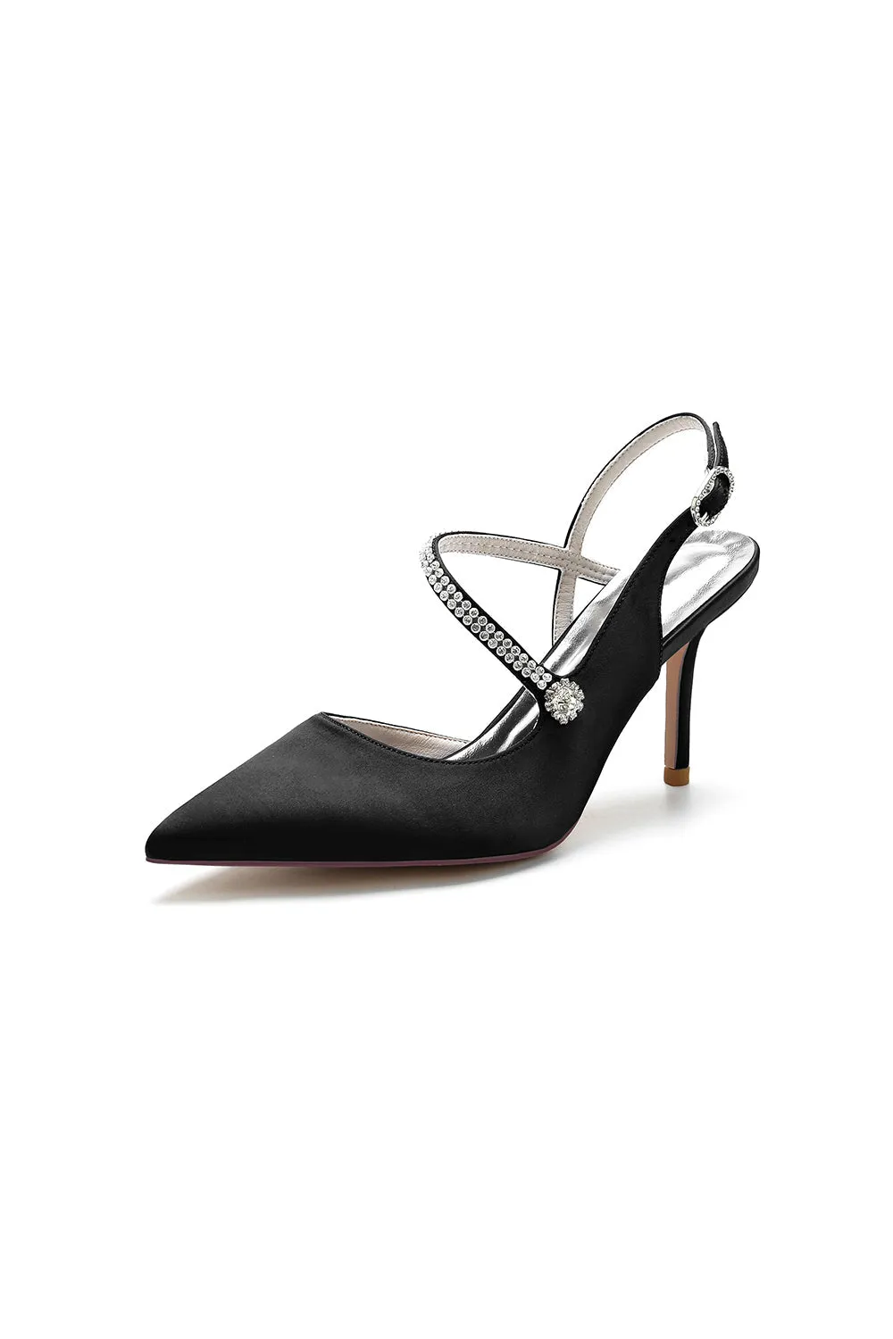 Crystal Strap Pointed Toe Stiletto Heel Shoes