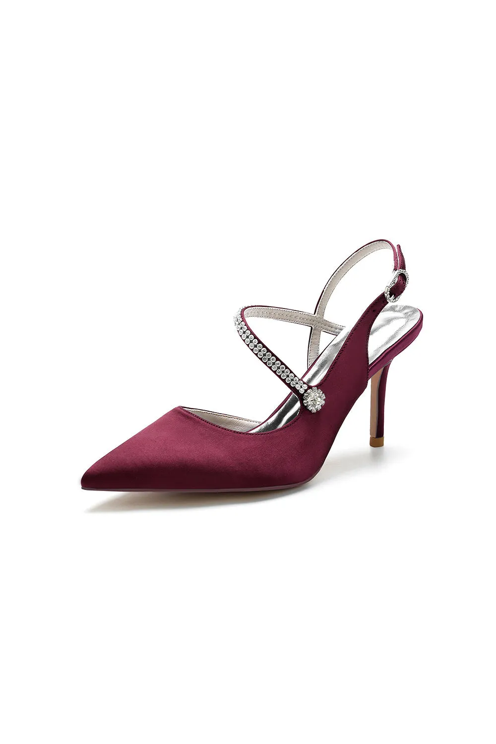 Crystal Strap Pointed Toe Stiletto Heel Shoes