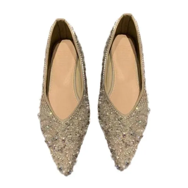 Crystal Women's Flats Pointed Toe Shoes