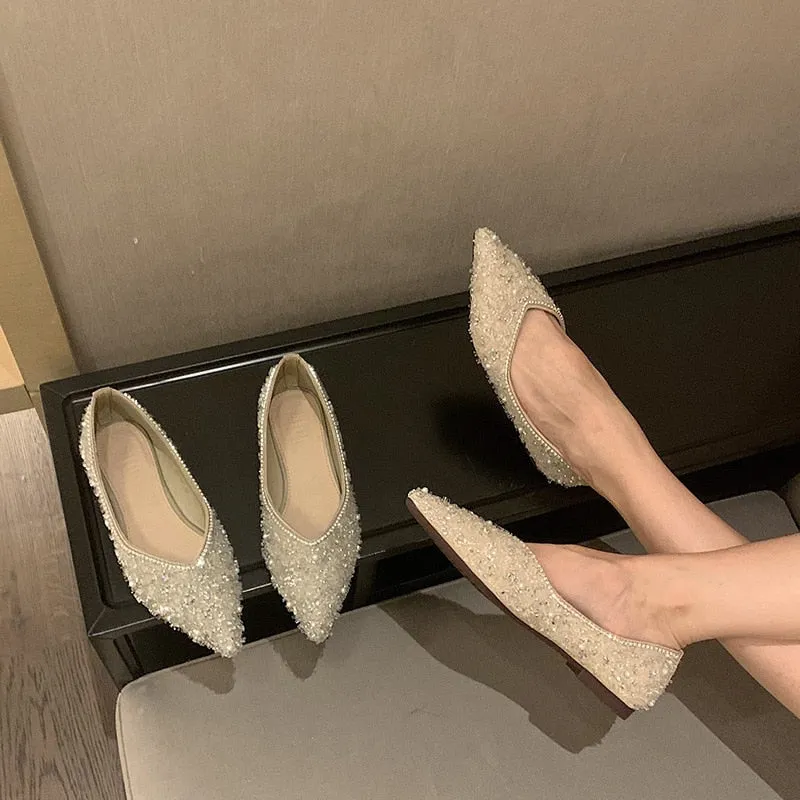 Crystal Women's Flats Pointed Toe Shoes