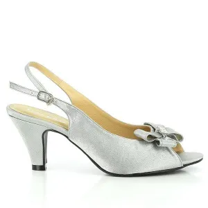 Dalessi Duedrop Silver Slingback Heels