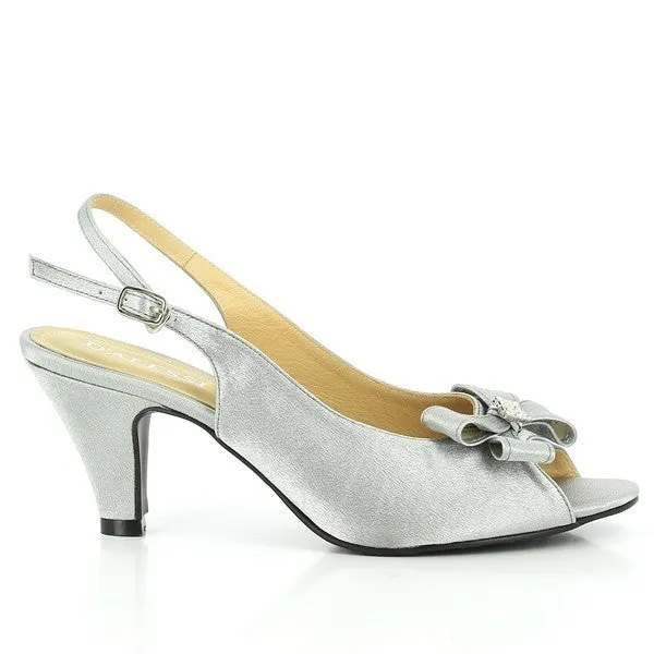 Dalessi Duedrop Silver Slingback Heels