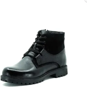 DALGALA Men's Big Size Black Calf Leather Casual Boots Lace up Comfortable Boots