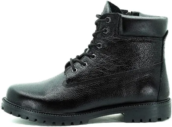 DALGALA Men's Big Size Black Leather Casual Ankle Boots Classic Lace up Comfortable Round Toe Walking Boots