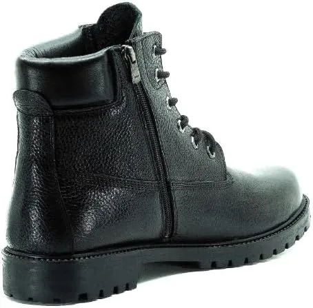 DALGALA Men's Big Size Black Leather Casual Ankle Boots Classic Lace up Comfortable Round Toe Walking Boots