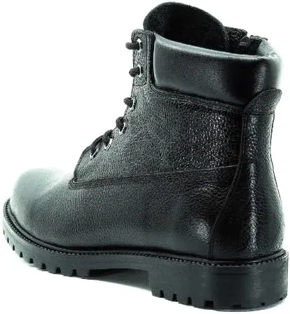 DALGALA Men's Big Size Black Leather Casual Ankle Boots Classic Lace up Comfortable Round Toe Walking Boots