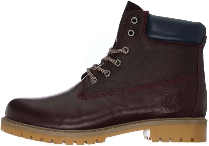 DALGALA Men's Big Size Bordeuax Leather Casual Ankle Boots Classic Lace up Comfortable Round Toe Walking Boots
