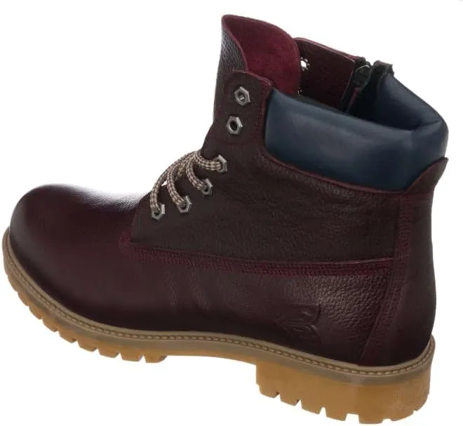 DALGALA Men's Big Size Bordeuax Leather Casual Ankle Boots Classic Lace up Comfortable Round Toe Walking Boots