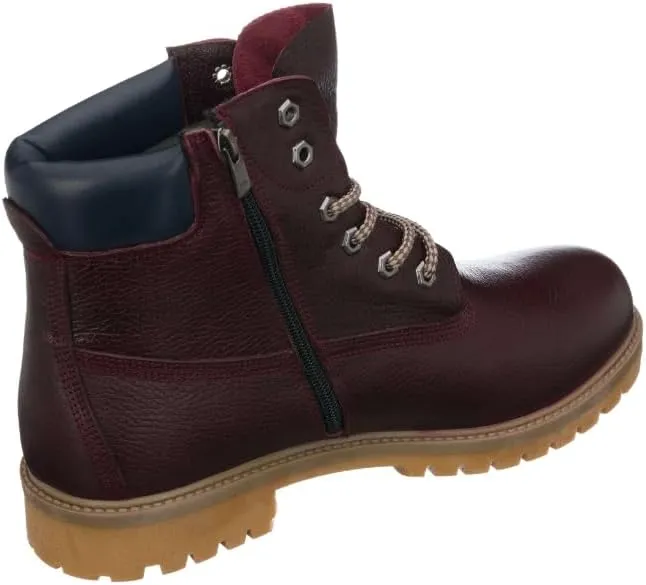 DALGALA Men's Big Size Bordeuax Leather Casual Ankle Boots Classic Lace up Comfortable Round Toe Walking Boots