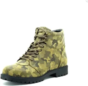 DALGALA Men's Big Size Camouflage Leather Handmade Casual Boots Lace up Comfortable Boots