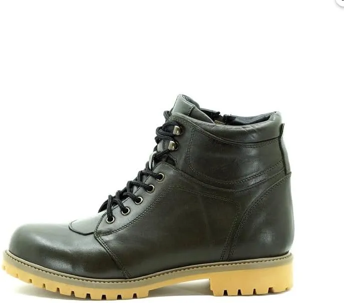 DALGALA Men's Big Size Khaki Leather Handmade Casual Boots Lace up Comfortable Boots