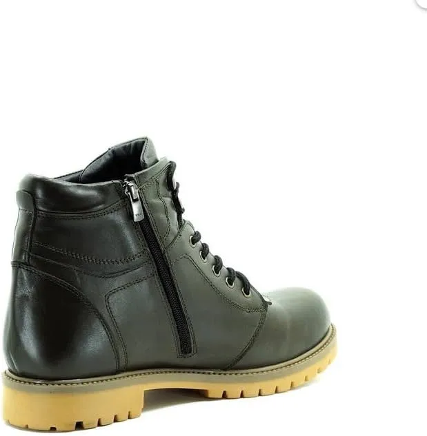 DALGALA Men's Big Size Khaki Leather Handmade Casual Boots Lace up Comfortable Boots