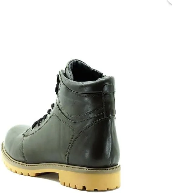 DALGALA Men's Big Size Khaki Leather Handmade Casual Boots Lace up Comfortable Boots