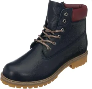 DALGALA Men's Big Size Navy Blue Leather Casual Ankle Boots Classic Lace up Comfortable Round Toe Walking Boots