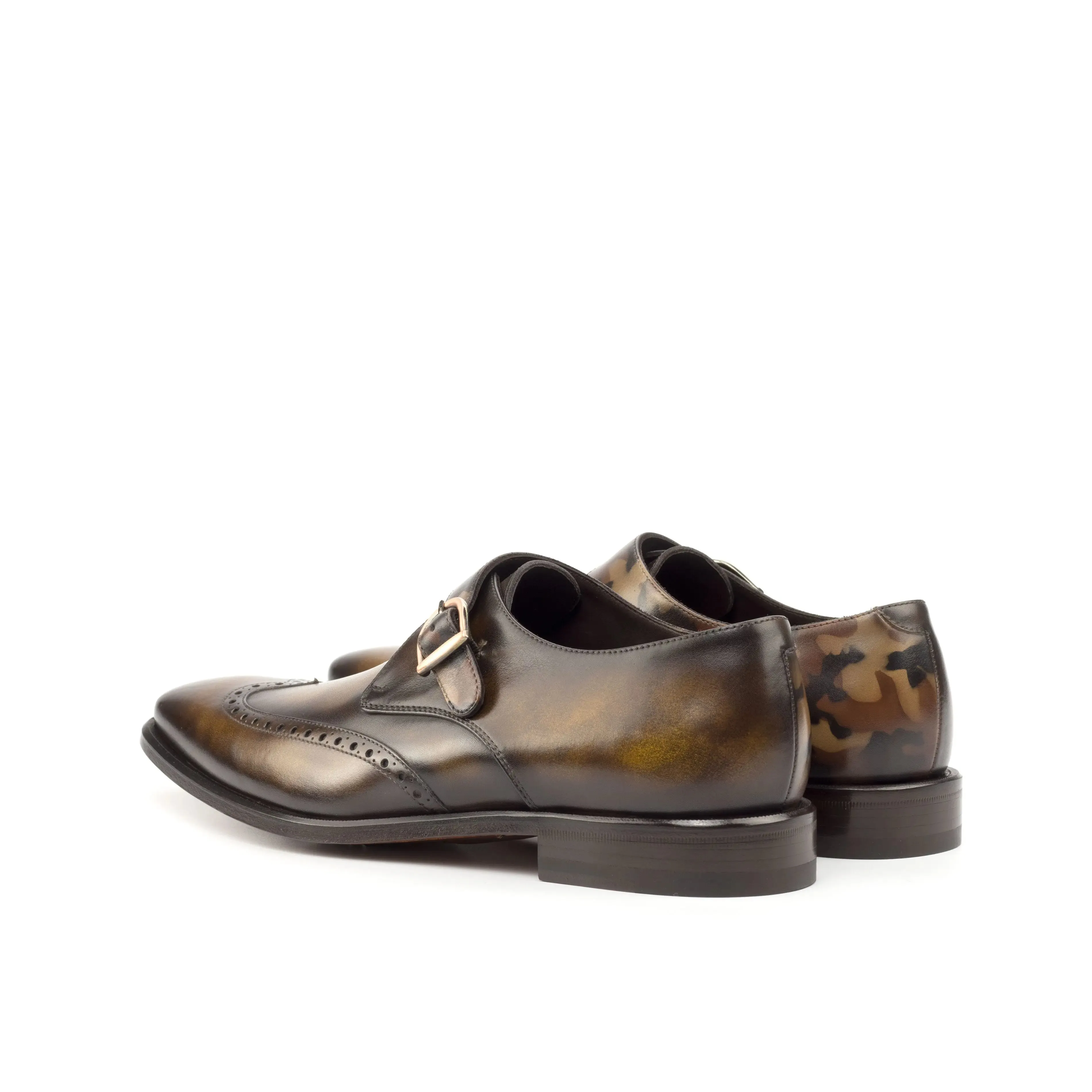 DapperFam Brenno in Brown / Tobacco Men's Hand-Painted Patina Single Monk