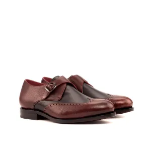 DapperFam Brenno in Burgundy / Black Men's Italian Full Grain Leather Single Monk