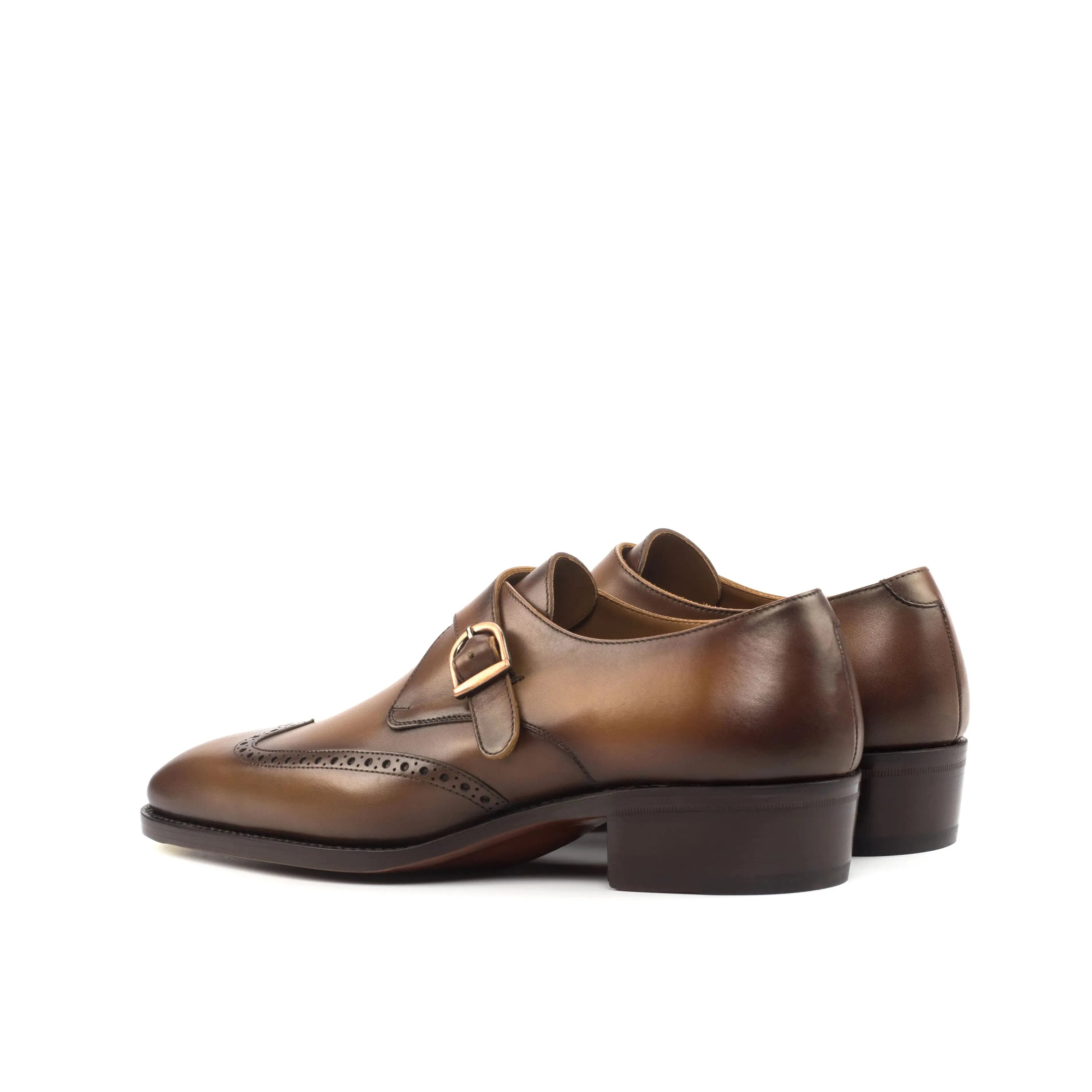 DapperFam Brenno in Cognac Men's Italian Leather Single Monk