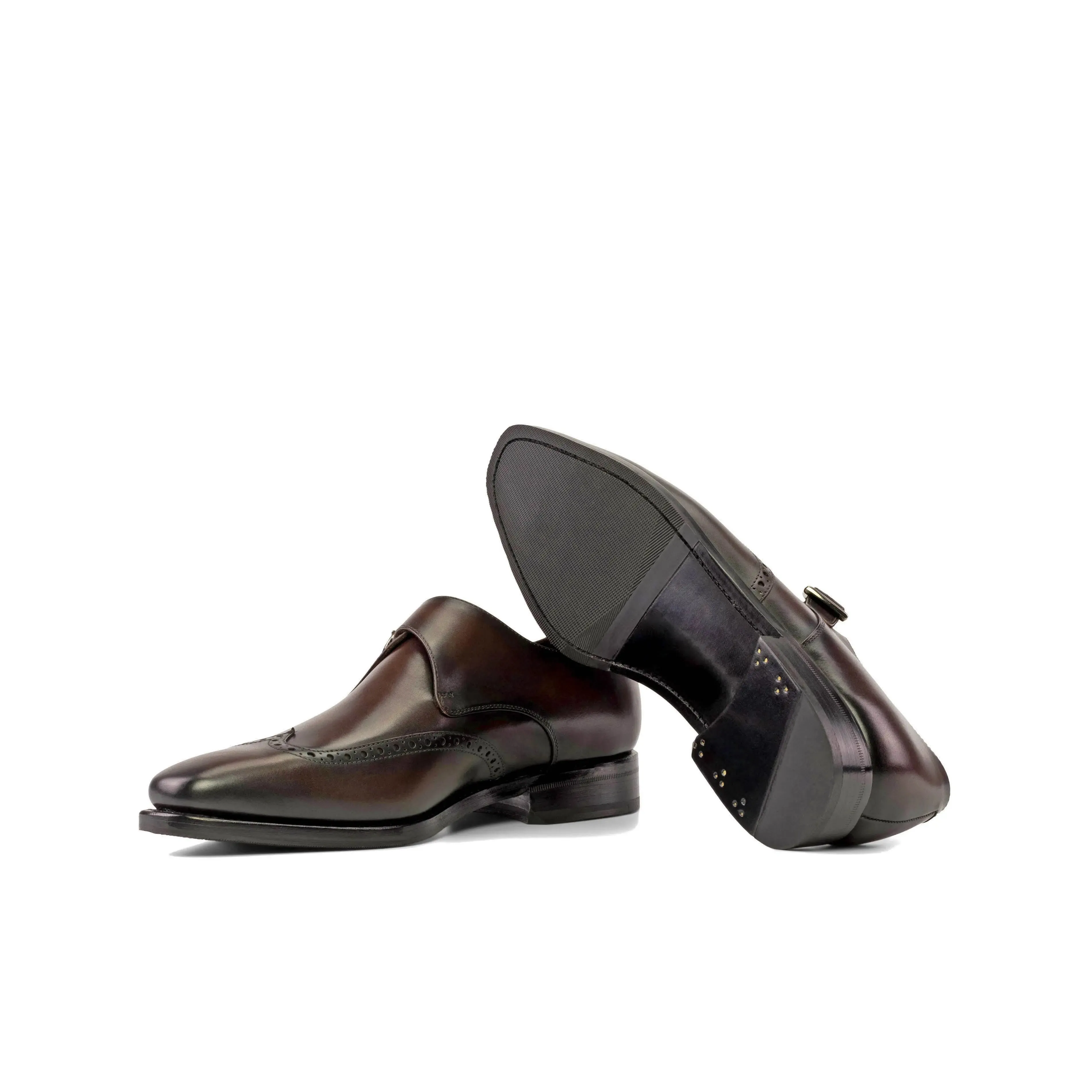 DapperFam Brenno in Dark Brown Men's Italian Leather Single Monk