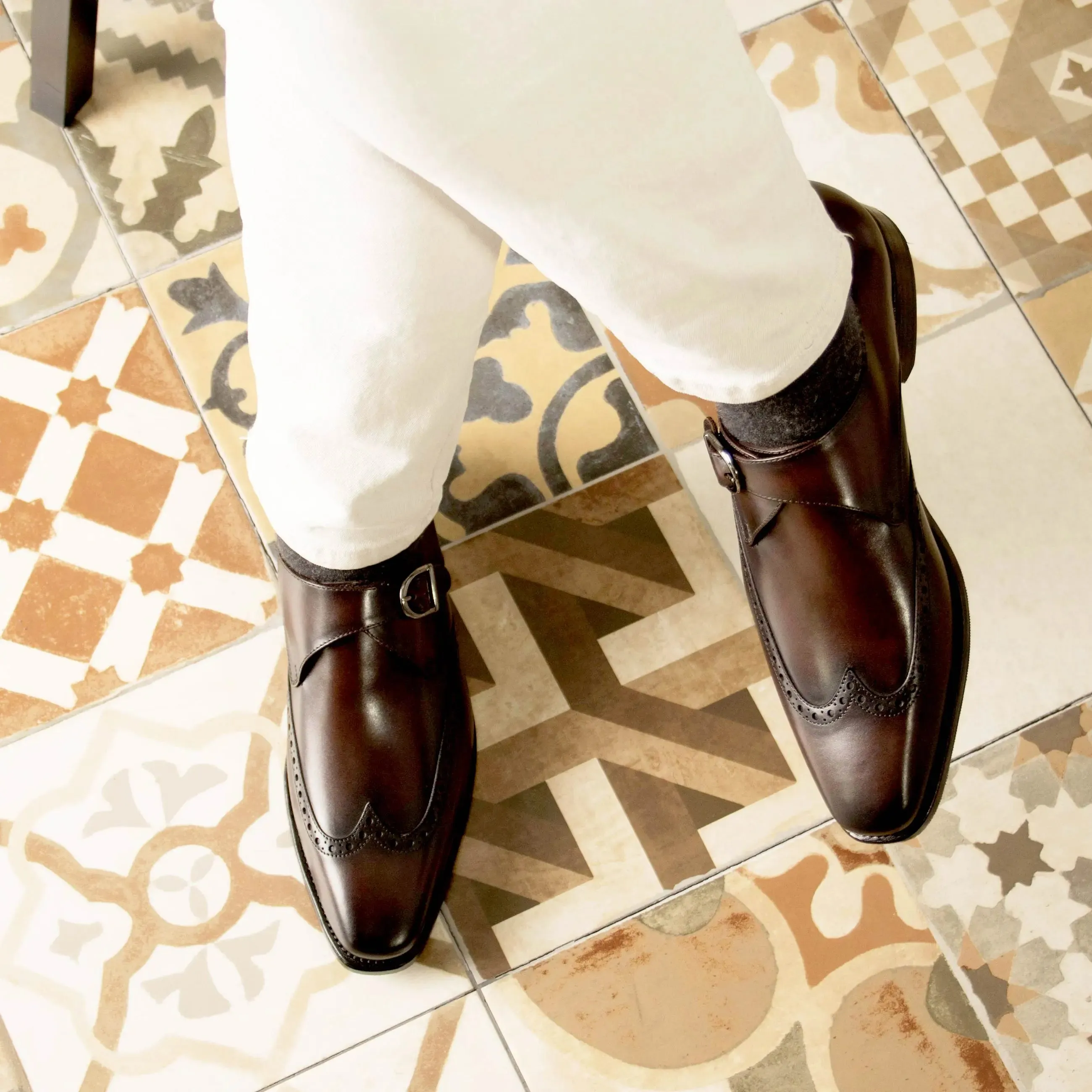 DapperFam Brenno in Dark Brown Men's Italian Leather Single Monk