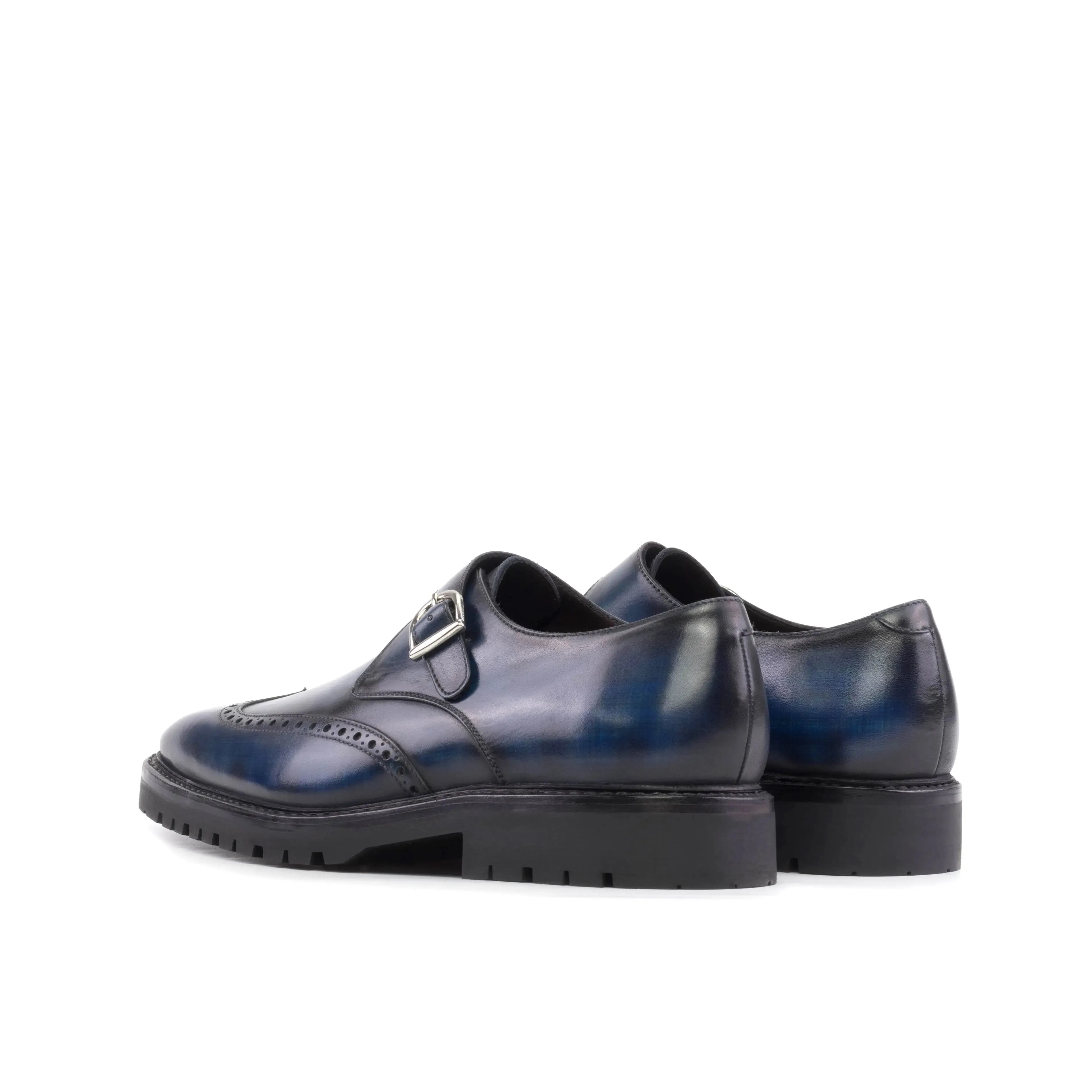 DapperFam Brenno in Denim Men's Hand-Painted Patina Single Monk
