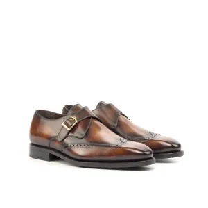 DapperFam Brenno in Fire Men's Hand-Painted Patina Single Monk