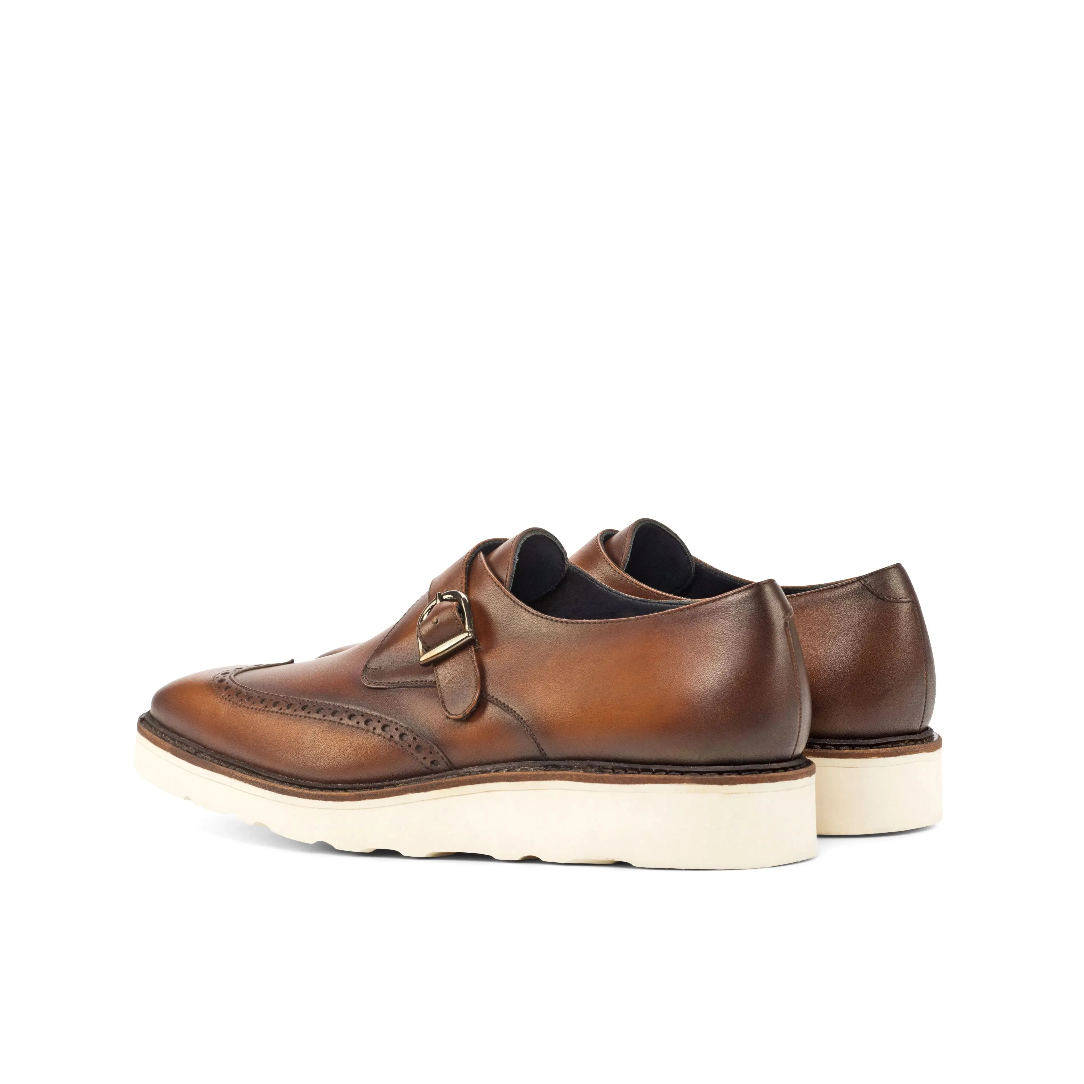 DapperFam Brenno in Med Brown Men's Italian Leather Single Monk