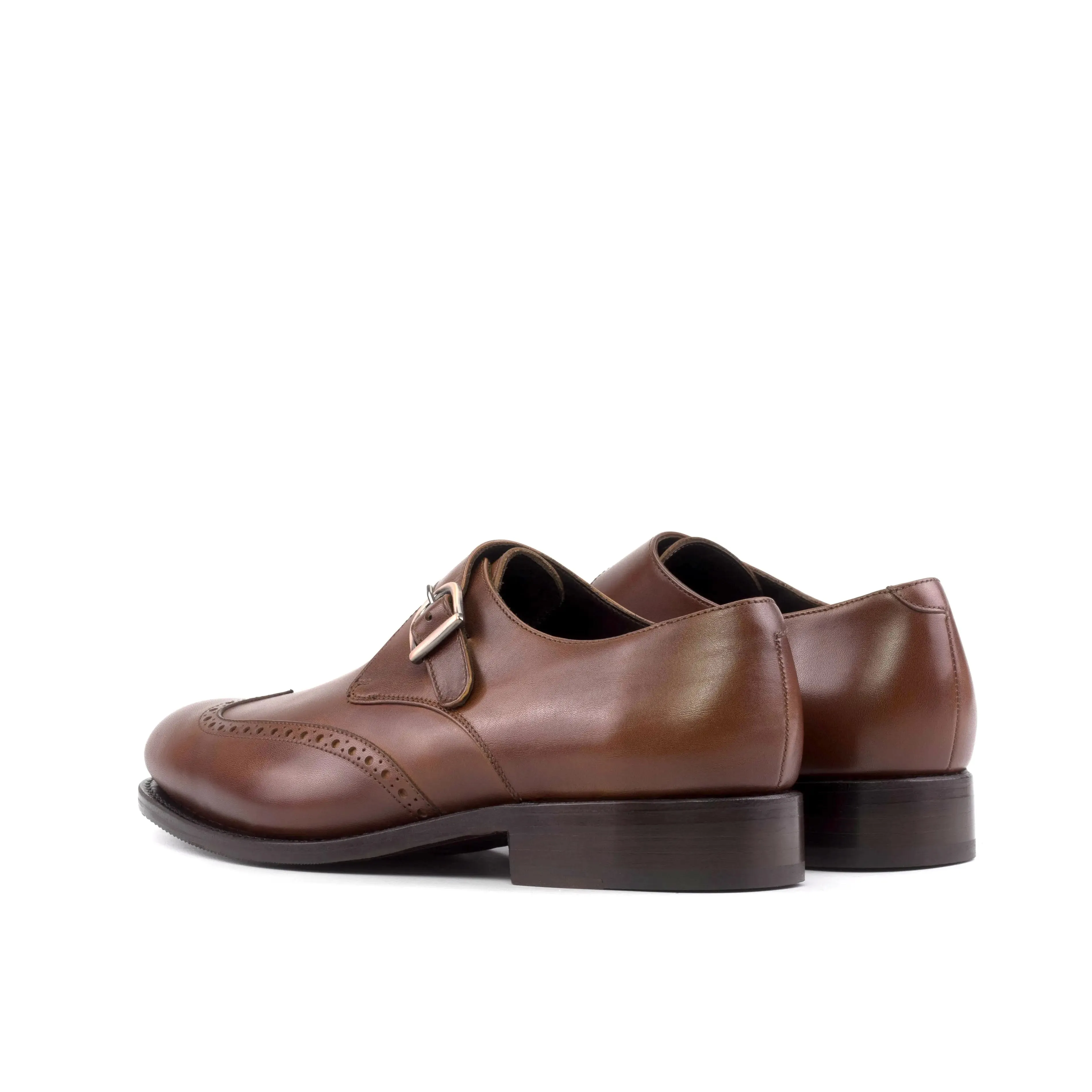 DapperFam Brenno in Med Brown Men's Italian Leather Single Monk