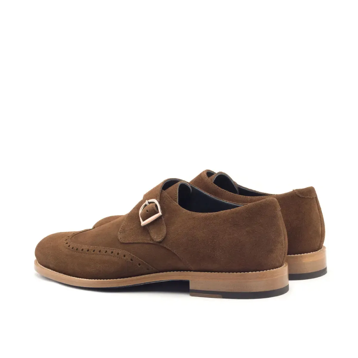 DapperFam Brenno in Med Brown Men's Lux Suede Single Monk