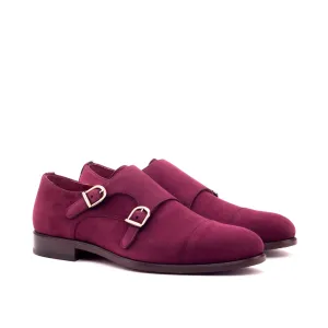 DapperFam Monaco in Tartan / Wine Men's Sartorial & Italian Suede Double Monk
