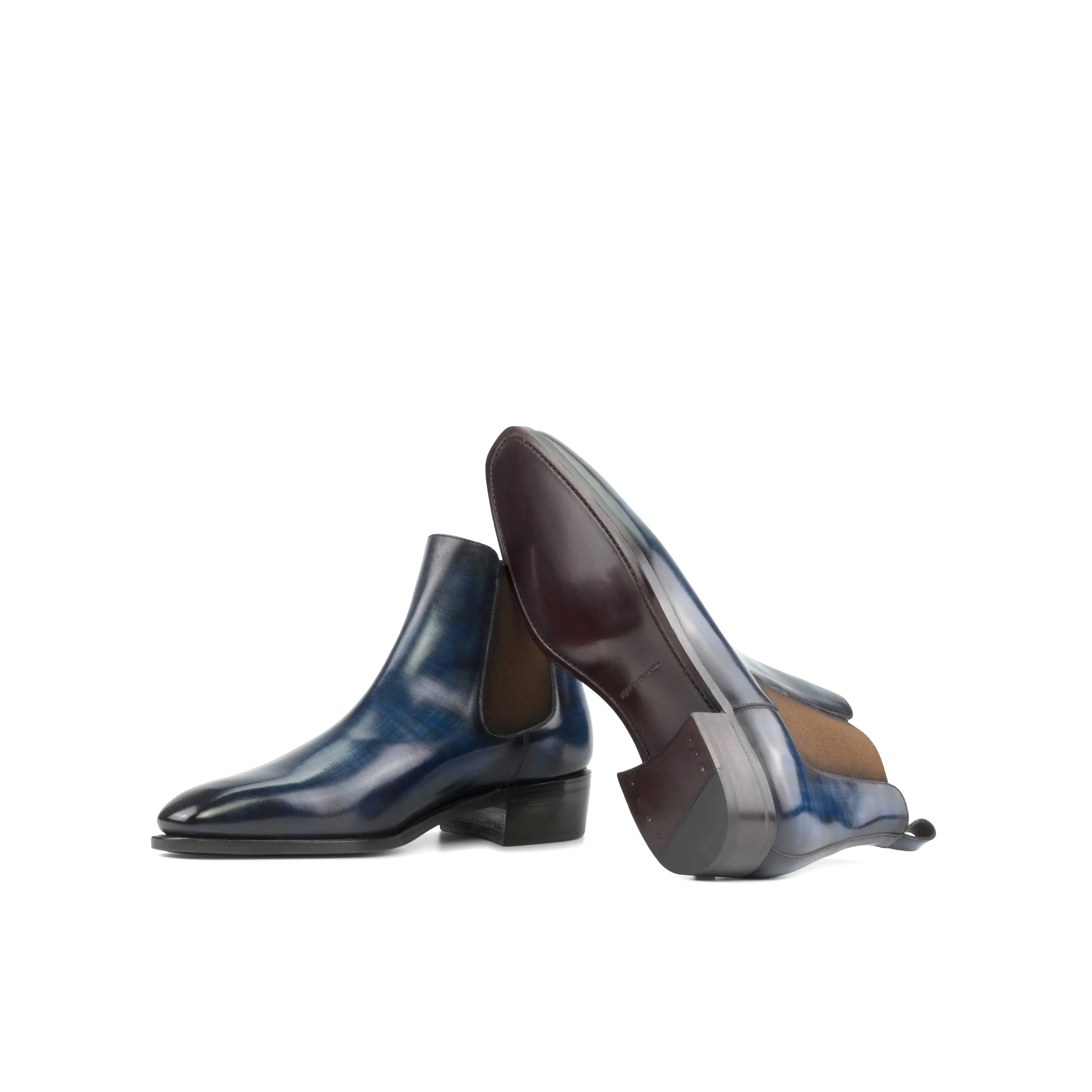 DapperFam Monza in Denim Men's Italian Leather Chelsea Boots
