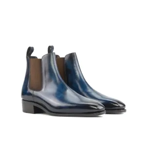 DapperFam Monza in Denim Men's Italian Leather Chelsea Boots