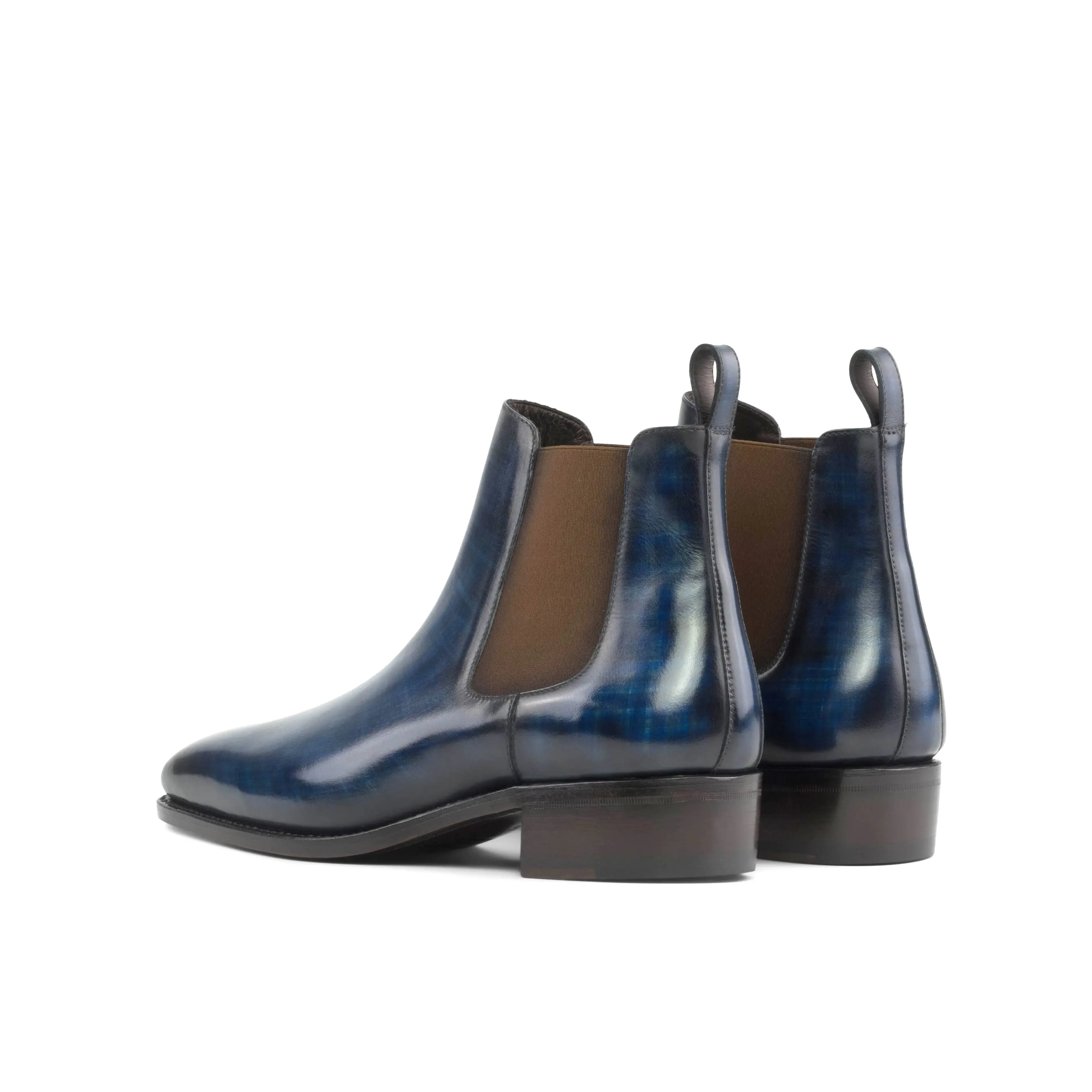 DapperFam Monza in Denim Men's Italian Leather Chelsea Boots