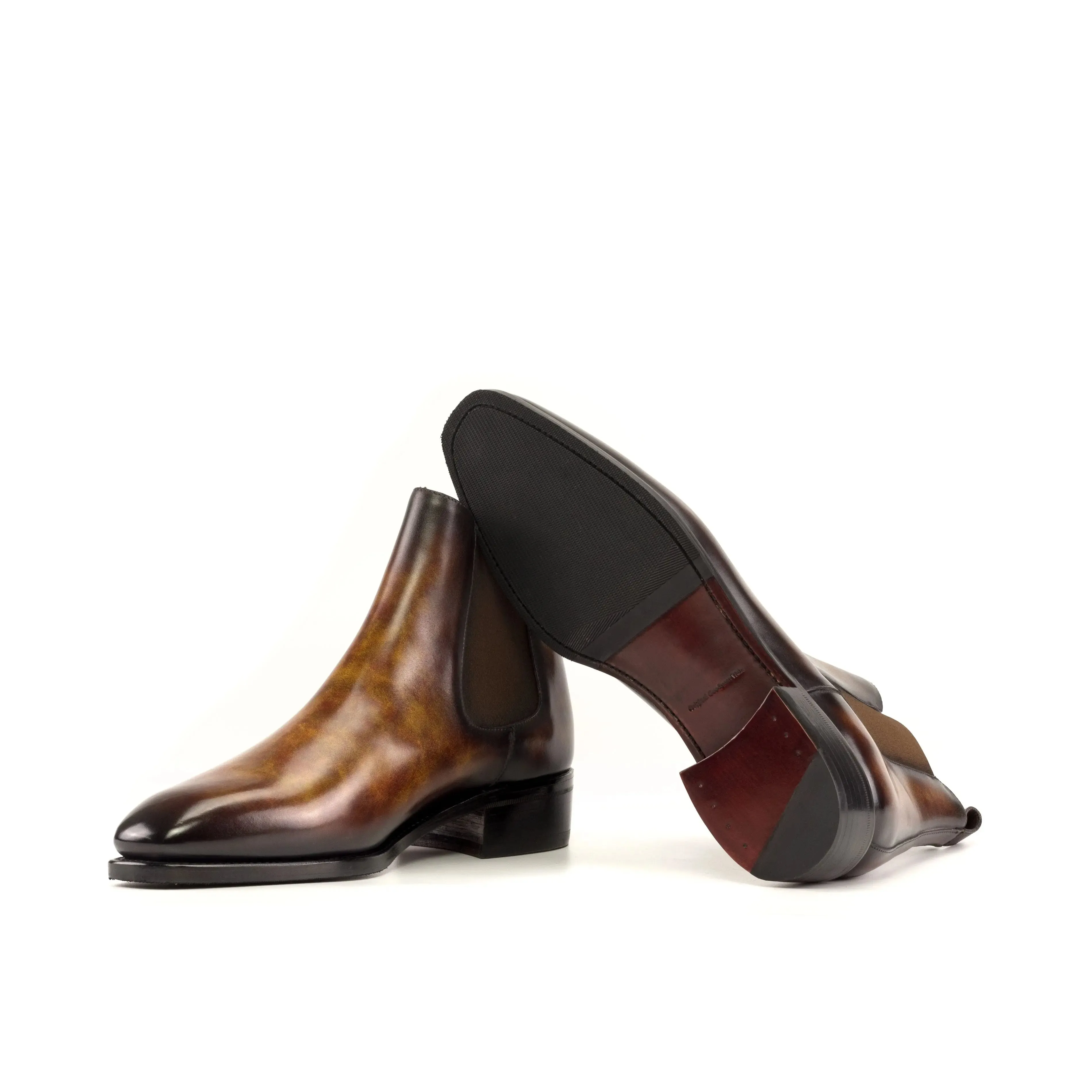 DapperFam Monza in Fire Men's Hand-Painted Patina Chelsea Boot