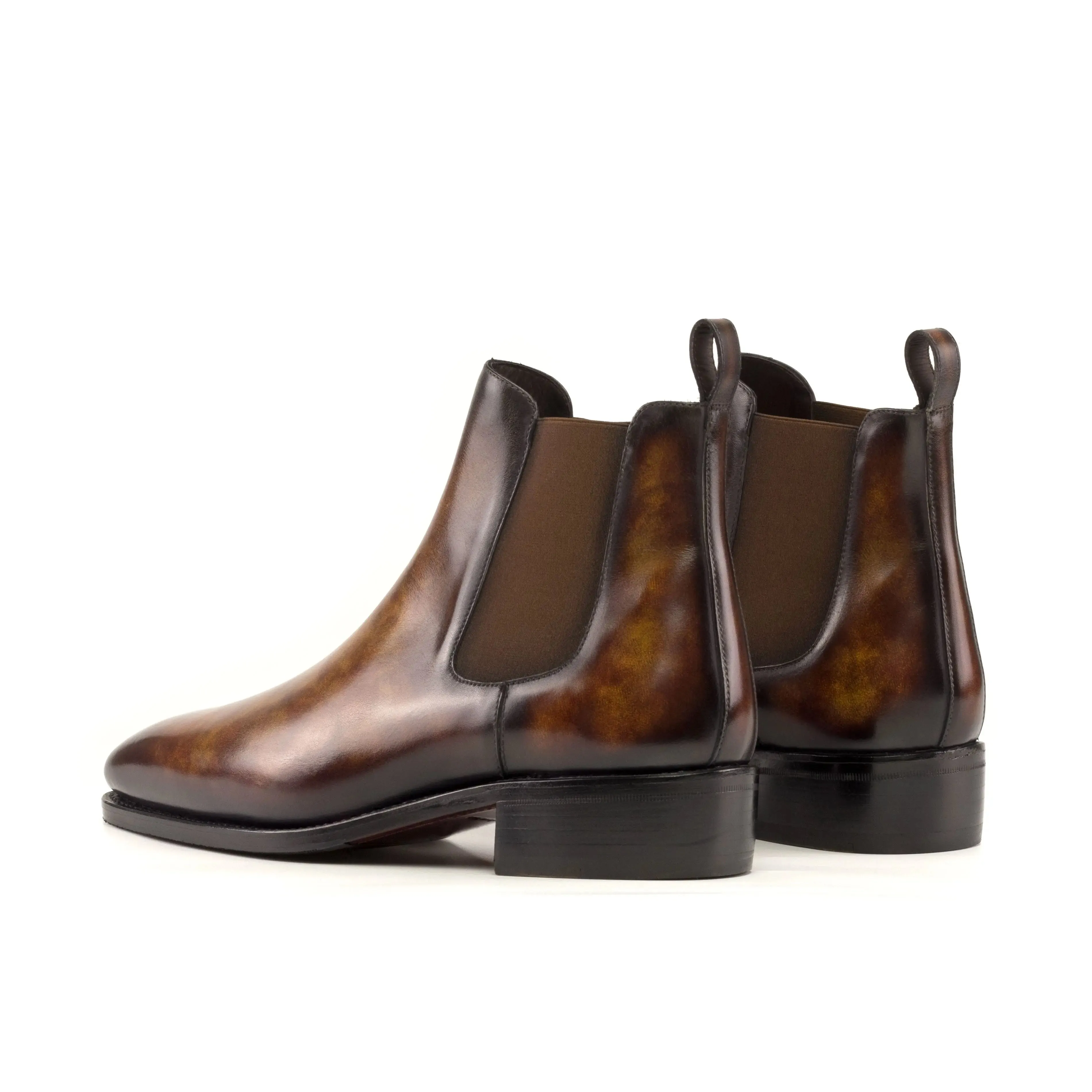 DapperFam Monza in Fire Men's Hand-Painted Patina Chelsea Boot