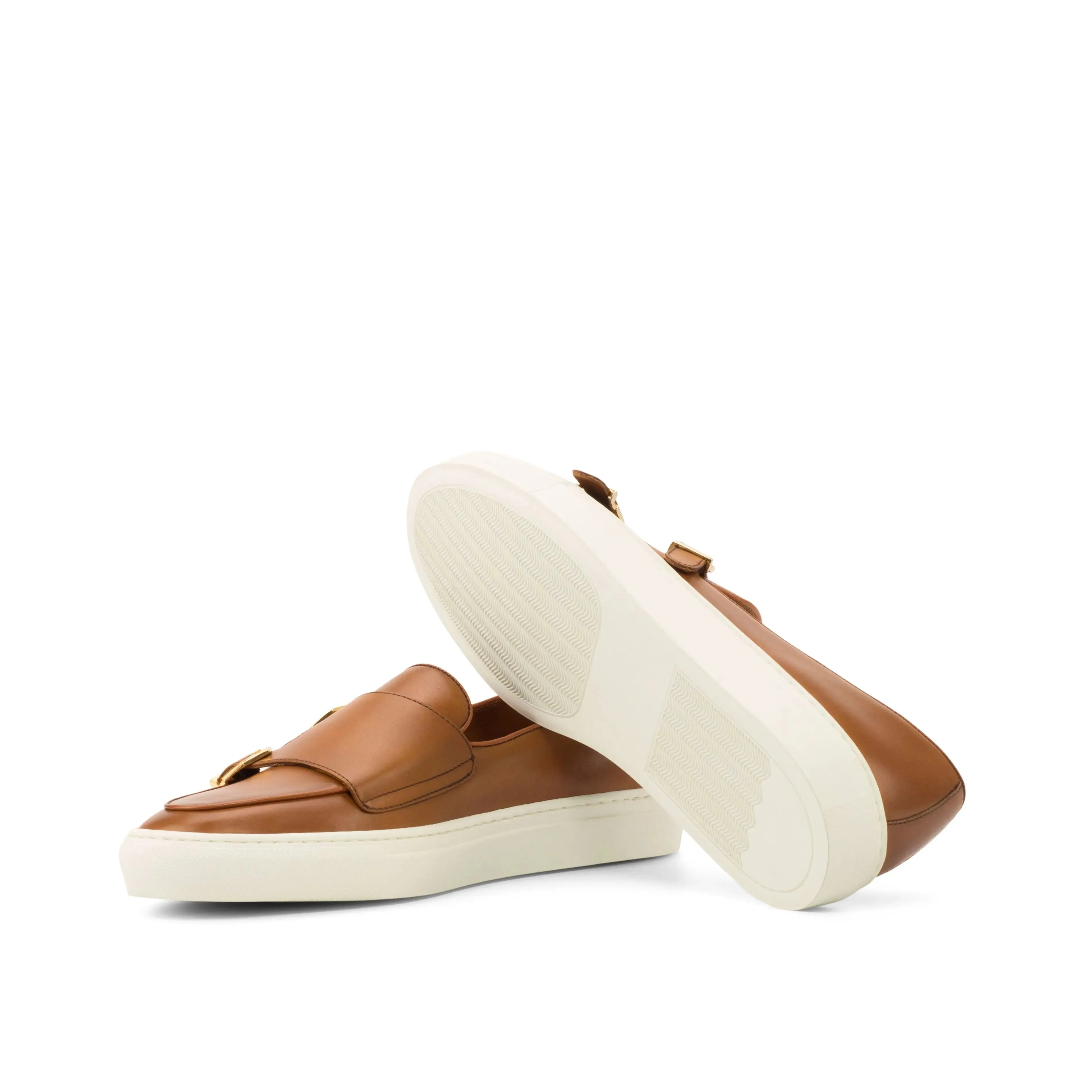 DapperFam Riviera in Cognac Men's Italian Leather Monk Sneaker