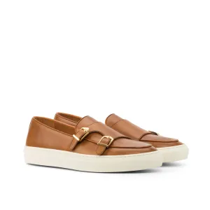 DapperFam Riviera in Cognac Men's Italian Leather Monk Sneaker