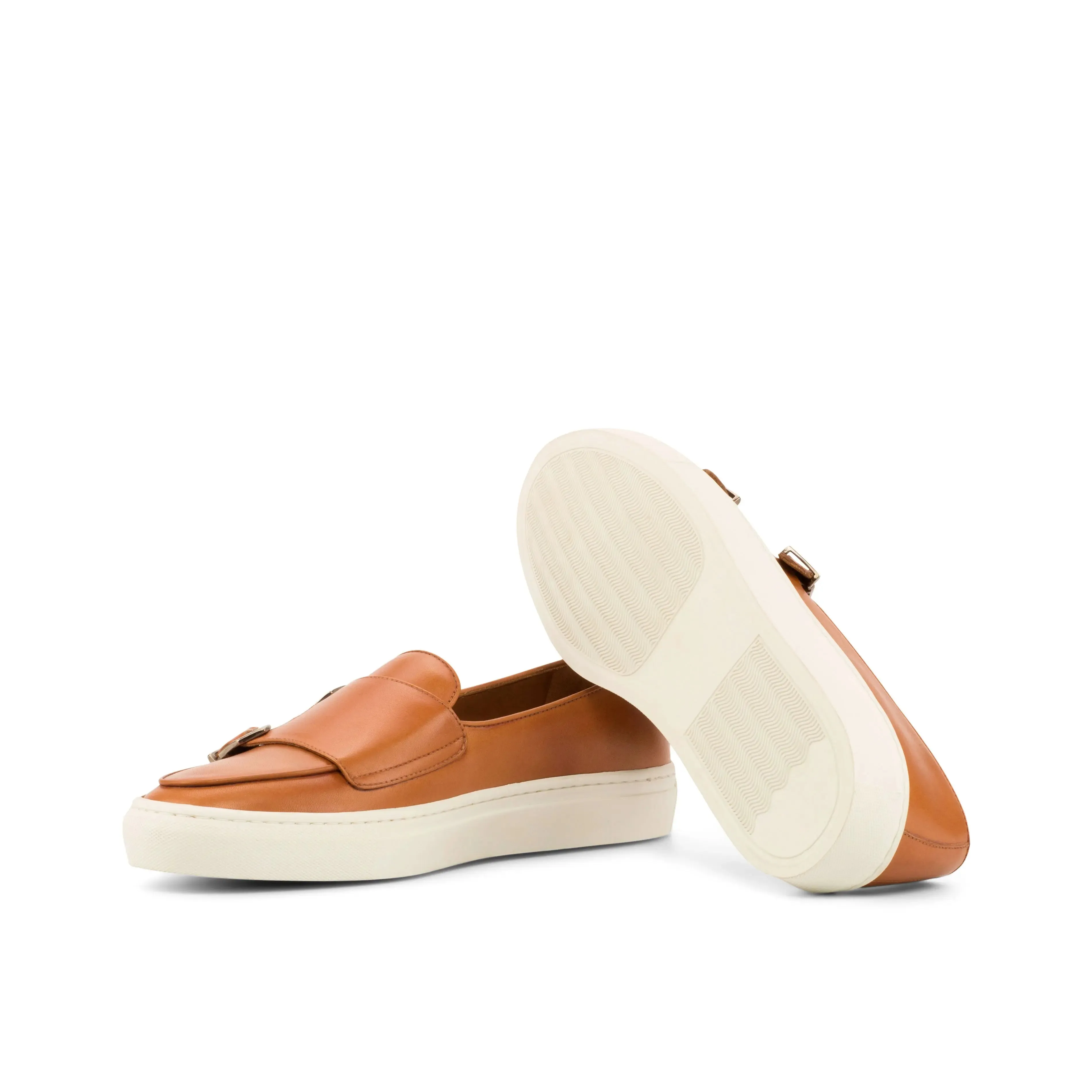 DapperFam Riviera in Light Brown Men's Italian Leather Monk Sneaker