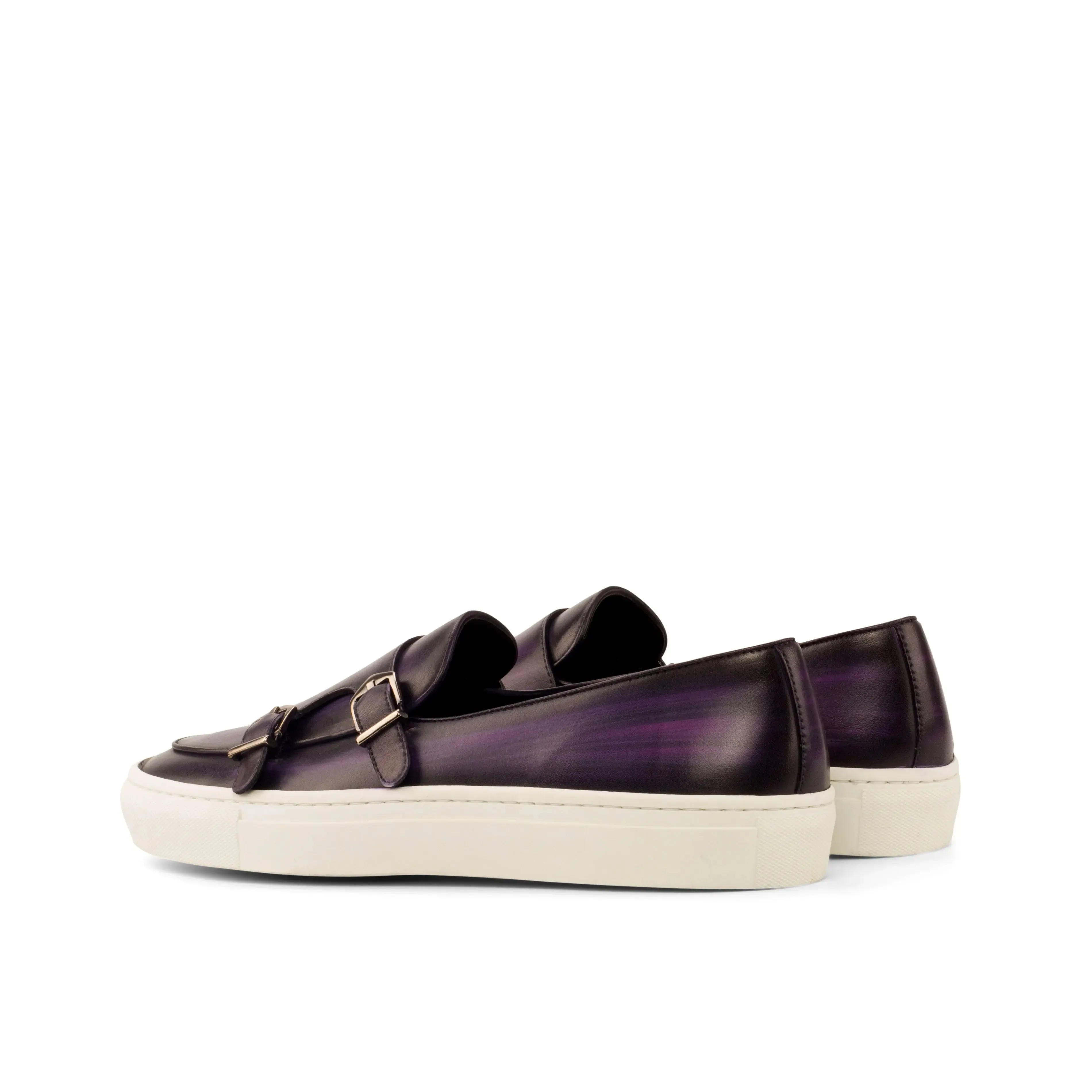 DapperFam Riviera in Purple Men's Hand-Painted Italian Leather Monk Sneaker