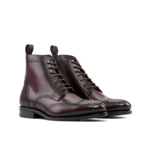 DapperFam Valiant in Burgundy Men's Italian Leather Military Brogue
