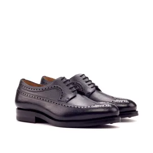 DapperFam Zephyr in Black Men's Italian Full Grain Leather Longwing Blucher