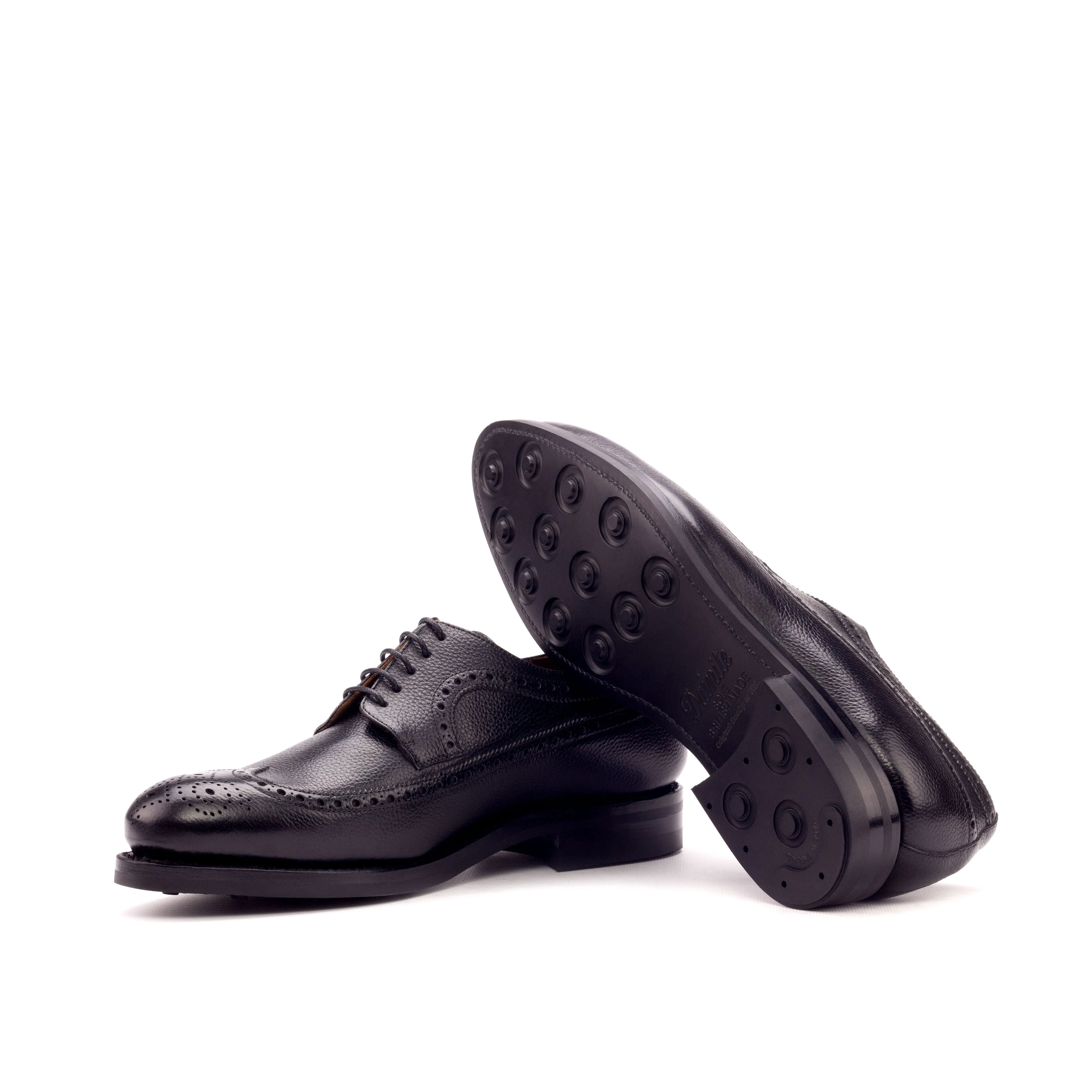 DapperFam Zephyr in Black Men's Italian Full Grain Leather Longwing Blucher