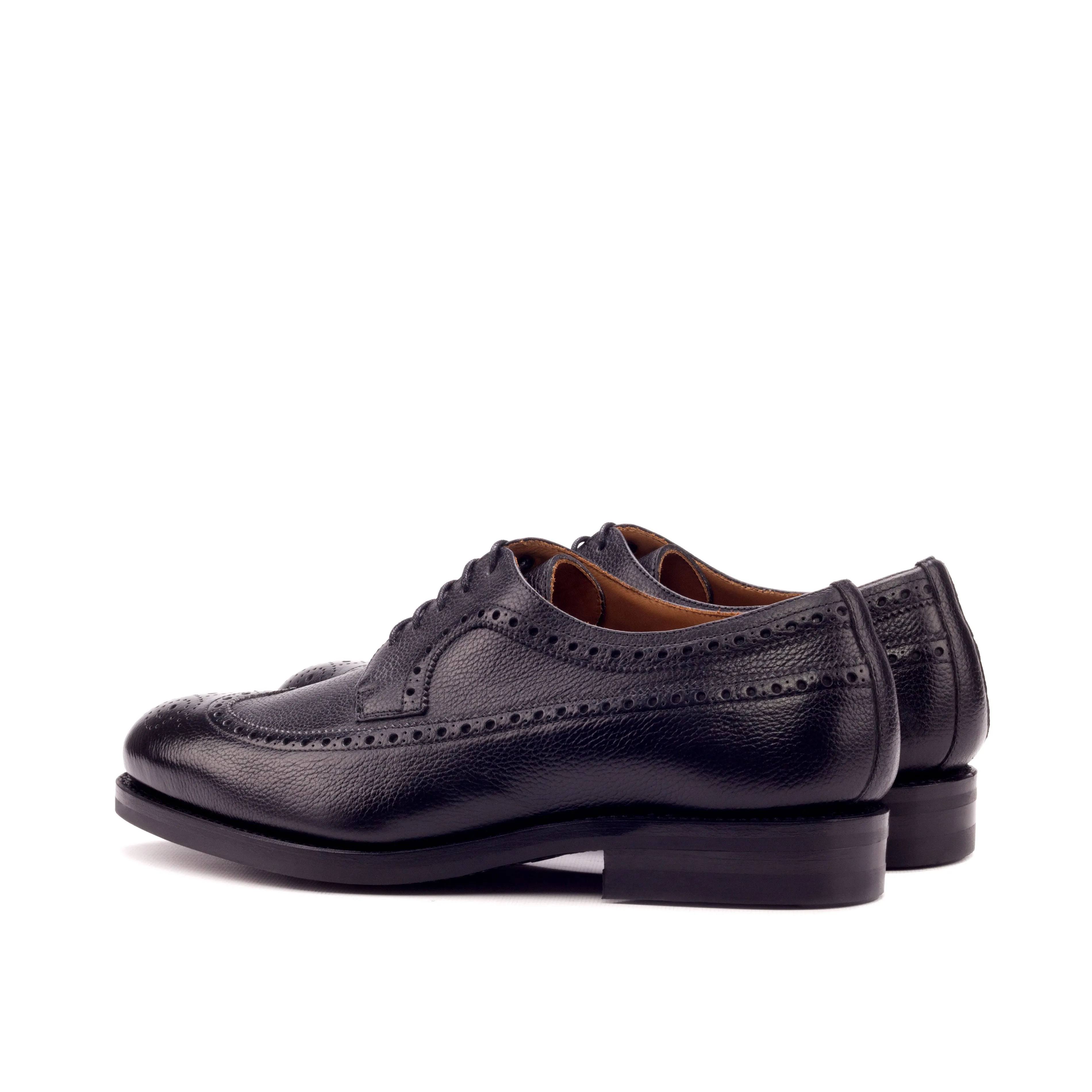 DapperFam Zephyr in Black Men's Italian Full Grain Leather Longwing Blucher