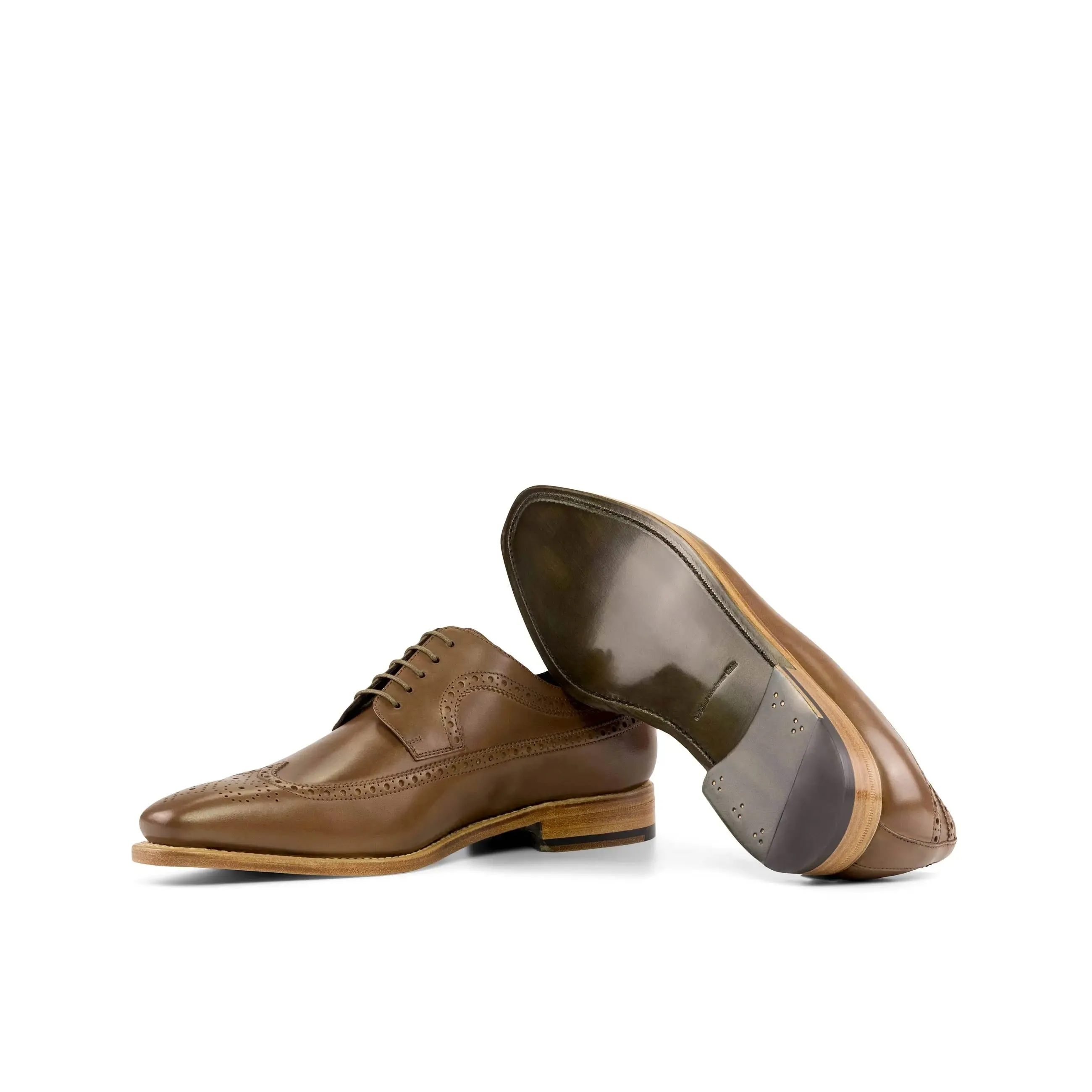 DapperFam Zephyr in Brown Men's Italian Leather Longwing Blucher