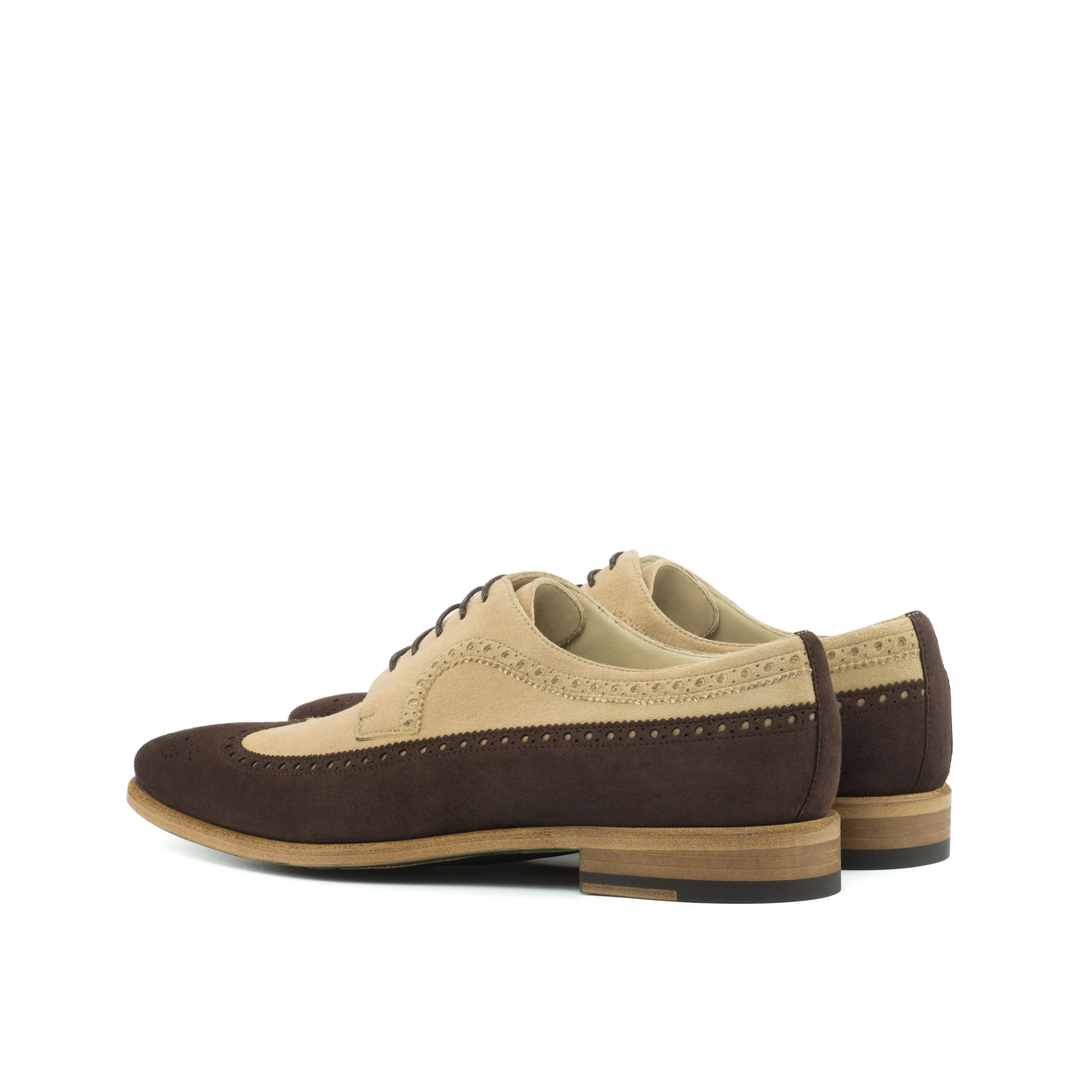DapperFam Zephyr in Brown / Taupe Men's Italian Suede Longwing Blucher
