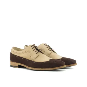 DapperFam Zephyr in Brown / Taupe Men's Italian Suede Longwing Blucher