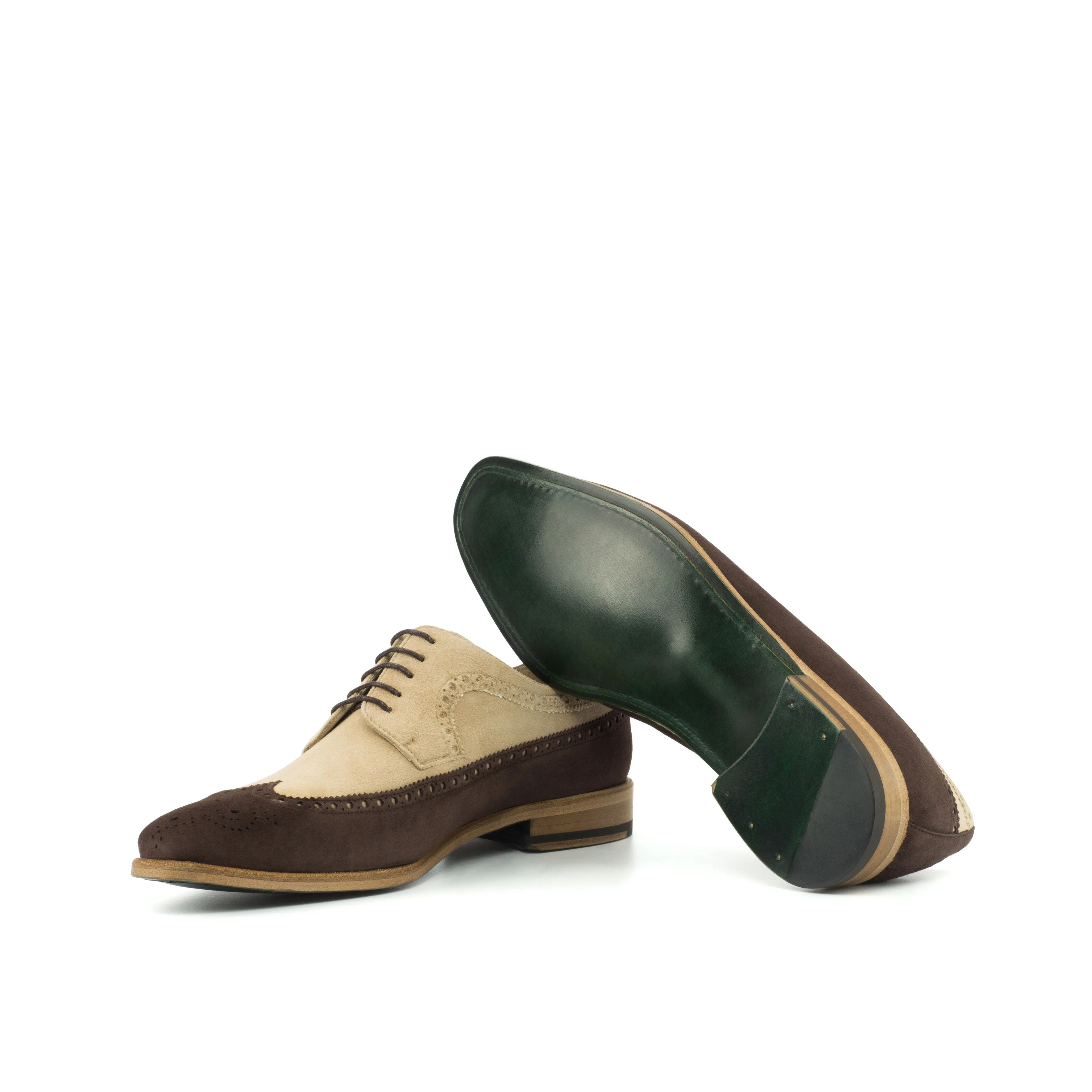 DapperFam Zephyr in Brown / Taupe Men's Italian Suede Longwing Blucher