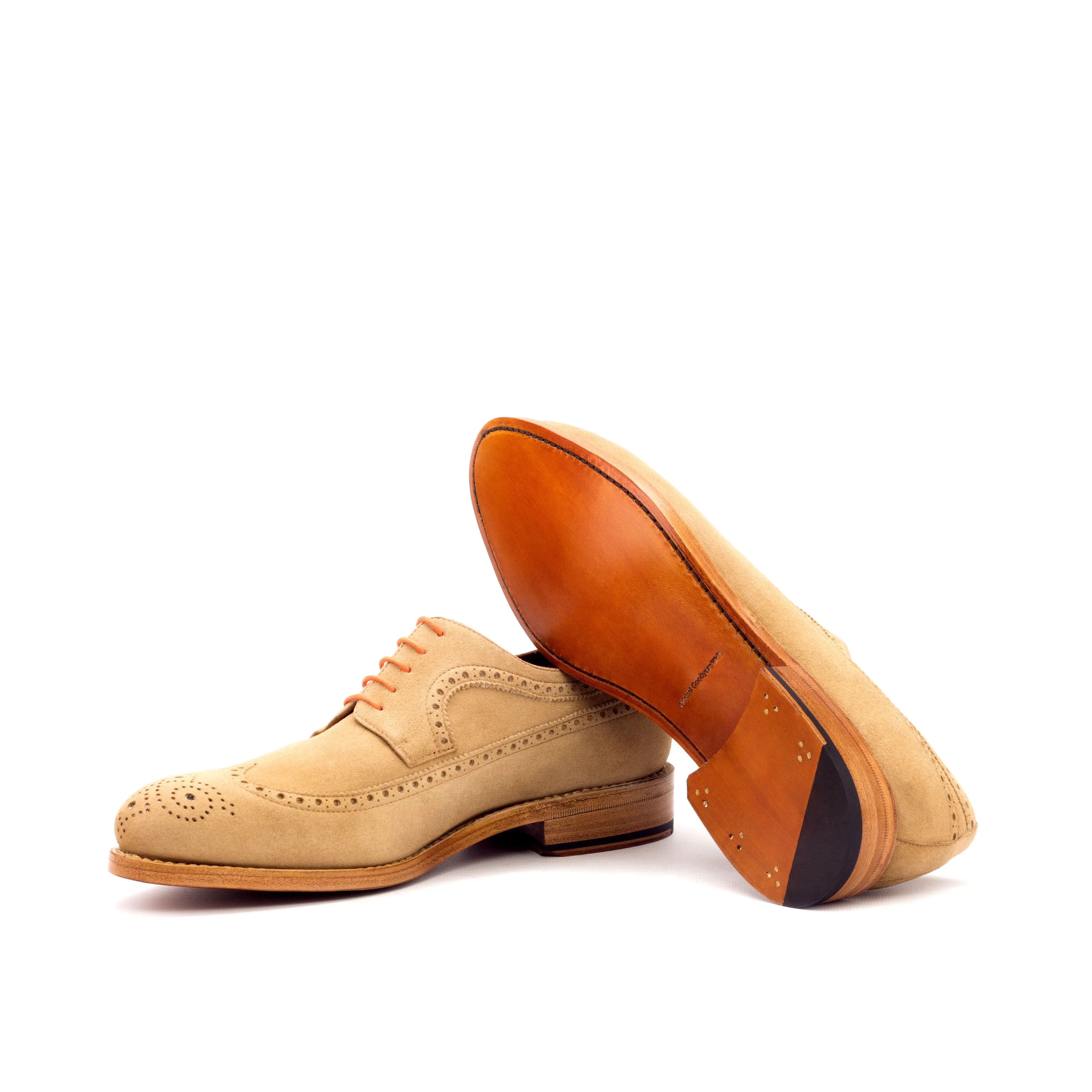 DapperFam Zephyr in Camel Men's Italian Suede Longwing Blucher